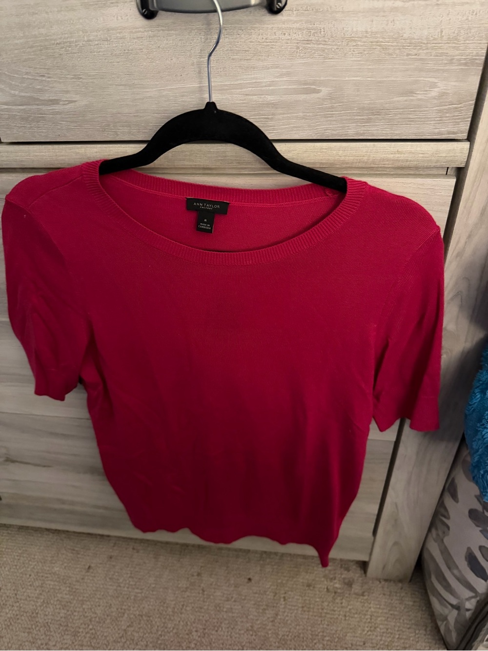 Ann Taylor Bright Pink Short-Sleeve Knit Top